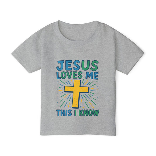 Toddler T-Shirt - Jesus Loves Me This I Know, Christian Kids Apparel, Easter Gift, Nursery Decoration, Faith-Inspired Outfit