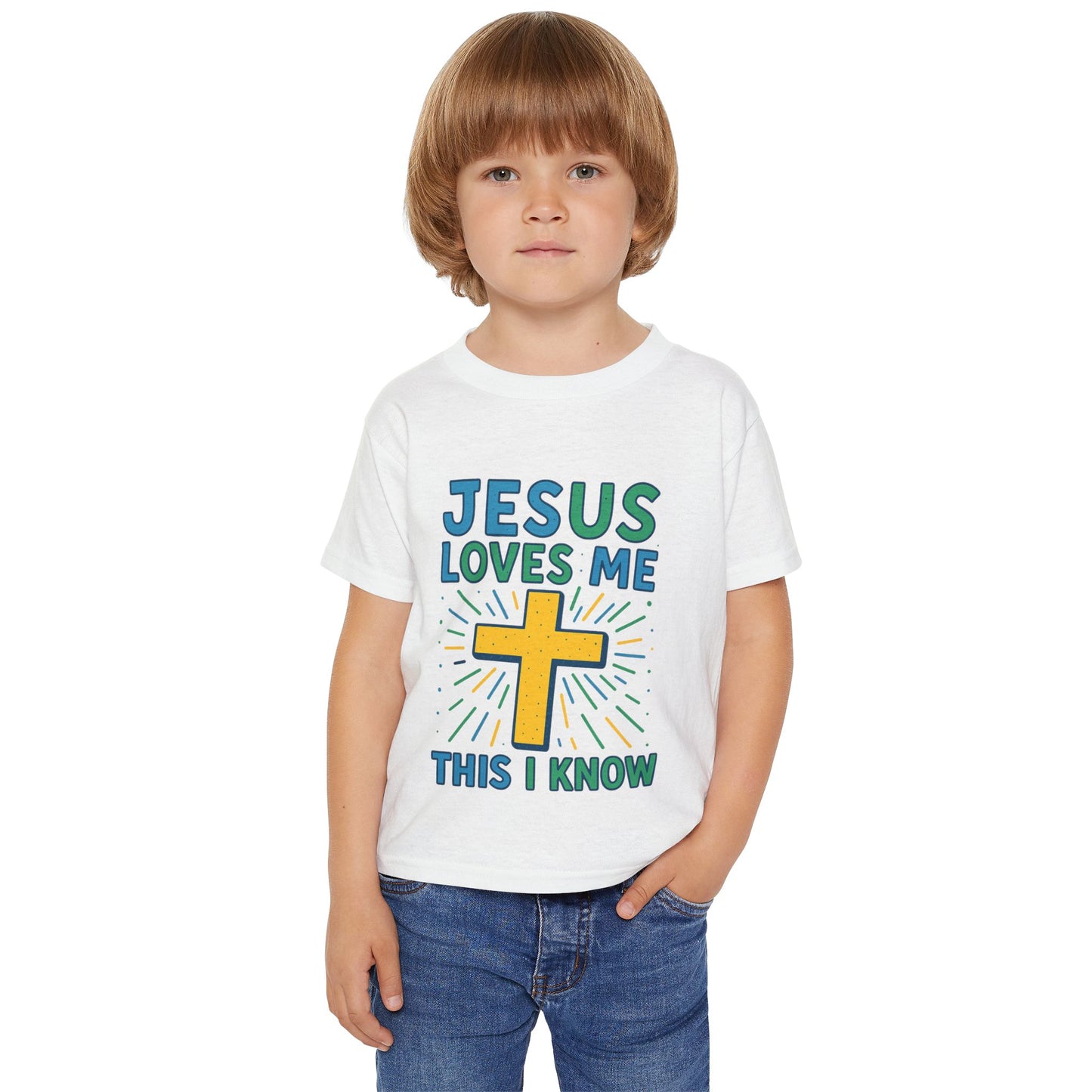 Toddler T-Shirt - Jesus Loves Me This I Know, Christian Kids Apparel, Easter Gift, Nursery Decoration, Faith-Inspired Outfit