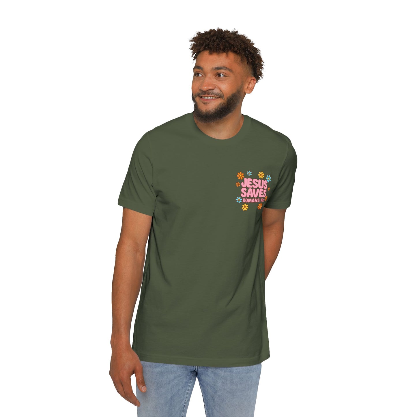 Jesus Saves Floral T-Shirt | Faith-Based Apparel, Inspirational Gift, Christian Tee, Vintage Style Shirt, Casual Everyday Wear
