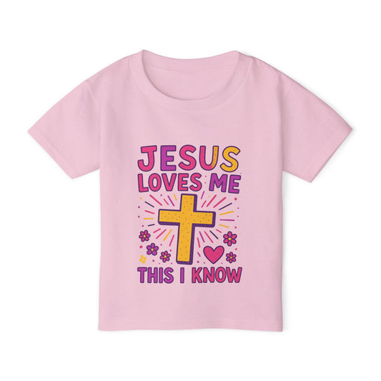 Toddler T-Shirt - Jesus Loves Me This I Know, Christian Kids Apparel, Easter Gift, Nursery Decoration, Faith-Inspired Outfit