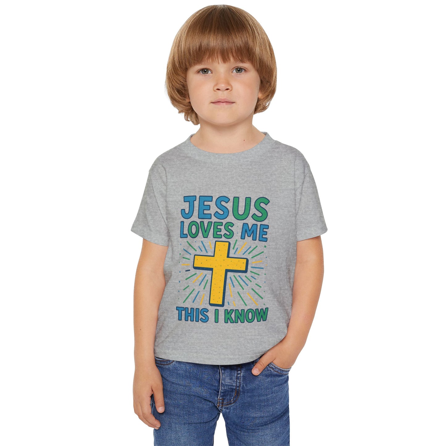 Toddler T-Shirt - Jesus Loves Me This I Know, Christian Kids Apparel, Easter Gift, Nursery Decoration, Faith-Inspired Outfit