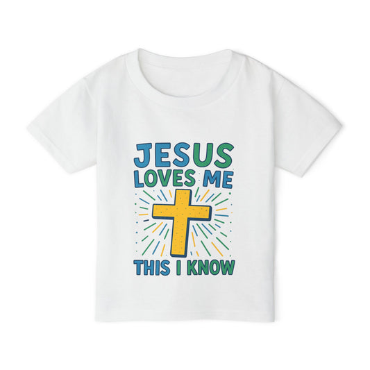 Toddler T-Shirt - Jesus Loves Me This I Know, Christian Kids Apparel, Easter Gift, Nursery Decoration, Faith-Inspired Outfit