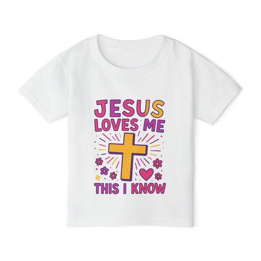 Toddler T-Shirt - Jesus Loves Me This I Know, Christian Kids Apparel, Easter Gift, Nursery Decoration, Faith-Inspired Outfit